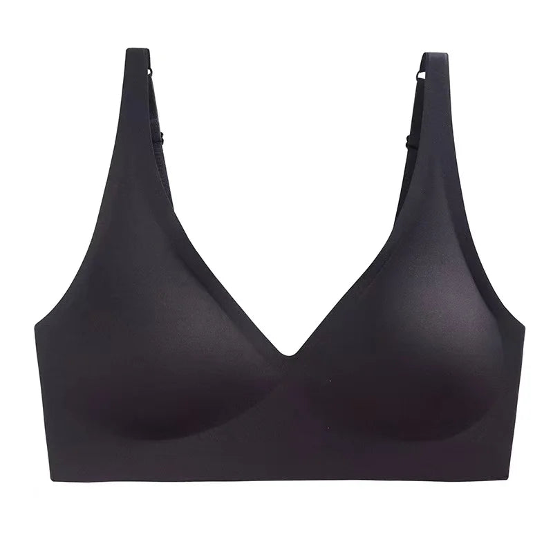 CowLost | seamless-ladies-underwear-v-neck-no-steel-ring-small-chest-gathered-adjustable-small-comfortable-thin-top-bra |24