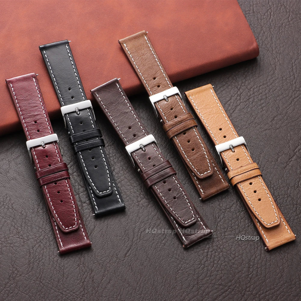 CowLost | bracelets-product_id-vintage-oil-wax-leather-watch-strap-20mm-22mm-universal-cowhide-pin-buckle-waterproof-bracelet |3