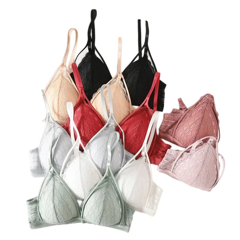 CowLost | product_id-floral-lace-wire-free-push-up-bra-with-light-pads-for-women |1