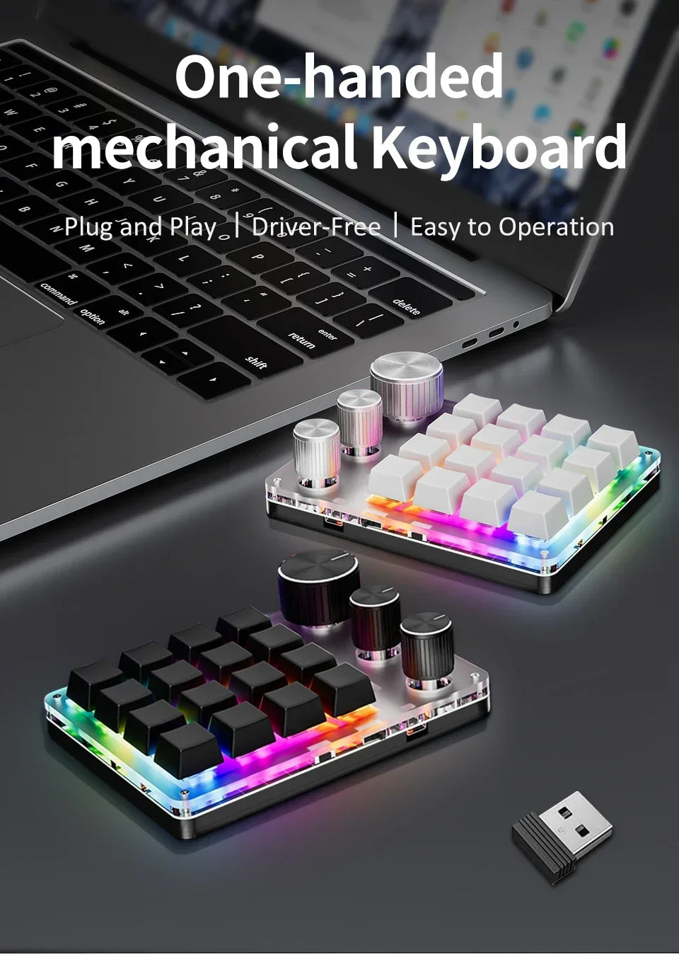 CowLost | product_id-16-key-3-knob-mechanical-gaming-keyboard-mini-keypad-usb-bluetooth-wireless-hot-swap |7