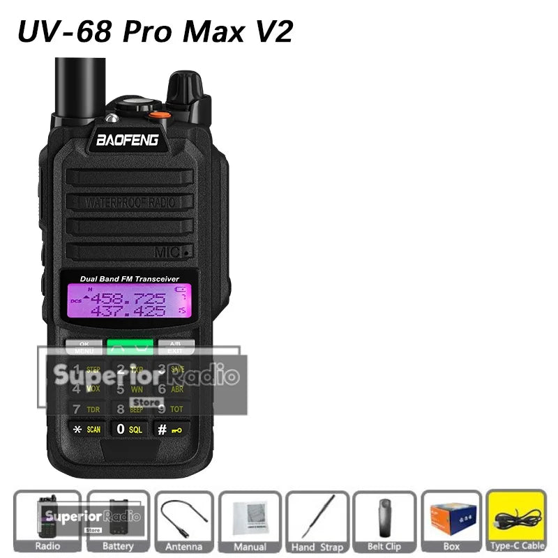 CowLost | mobile-phone-cases-baofeng-uv-68-pro-max-v2-walkie-talkie-ip67-waterproof-usb-c-charger-long-range-fm-radio-128-channels |42