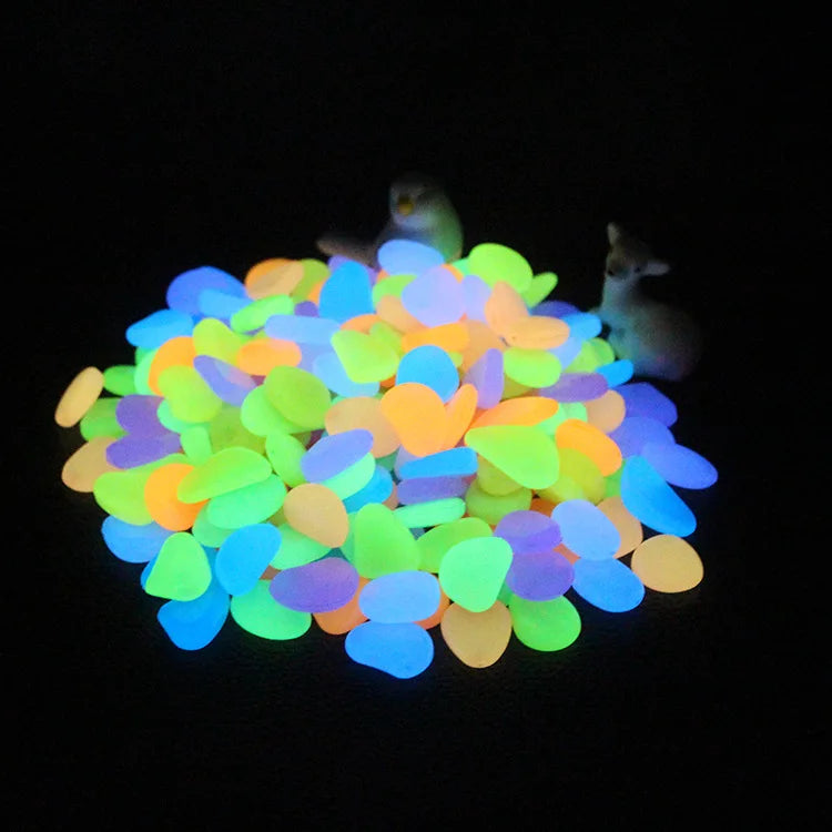 50pcs Glow in Dark Luminous Stones Garden Pebbles Fish Tank Aquarium Decoration