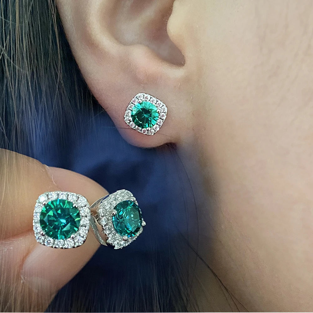 CowLost | business-card-cases-925-sterling-silver-lab-blue-green-moissanite-stud-earrings |1