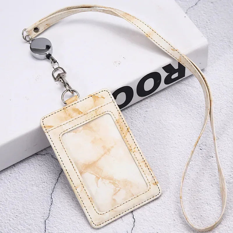 1 Pcs PU Leather Card Cover Work ID Name Badge Holder
