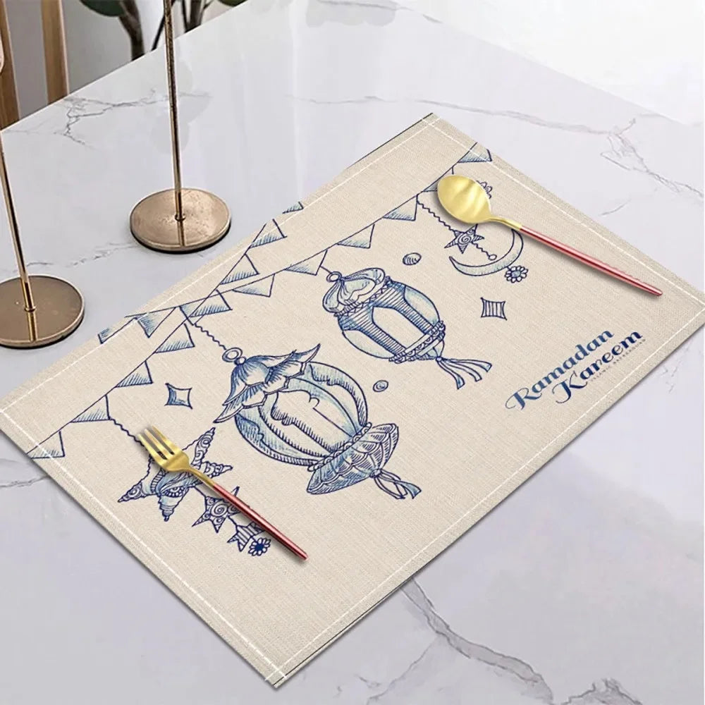 CowLost | 42x32cm-ramadan-linen-placemat-eid-mubarak-table-ornaments |9