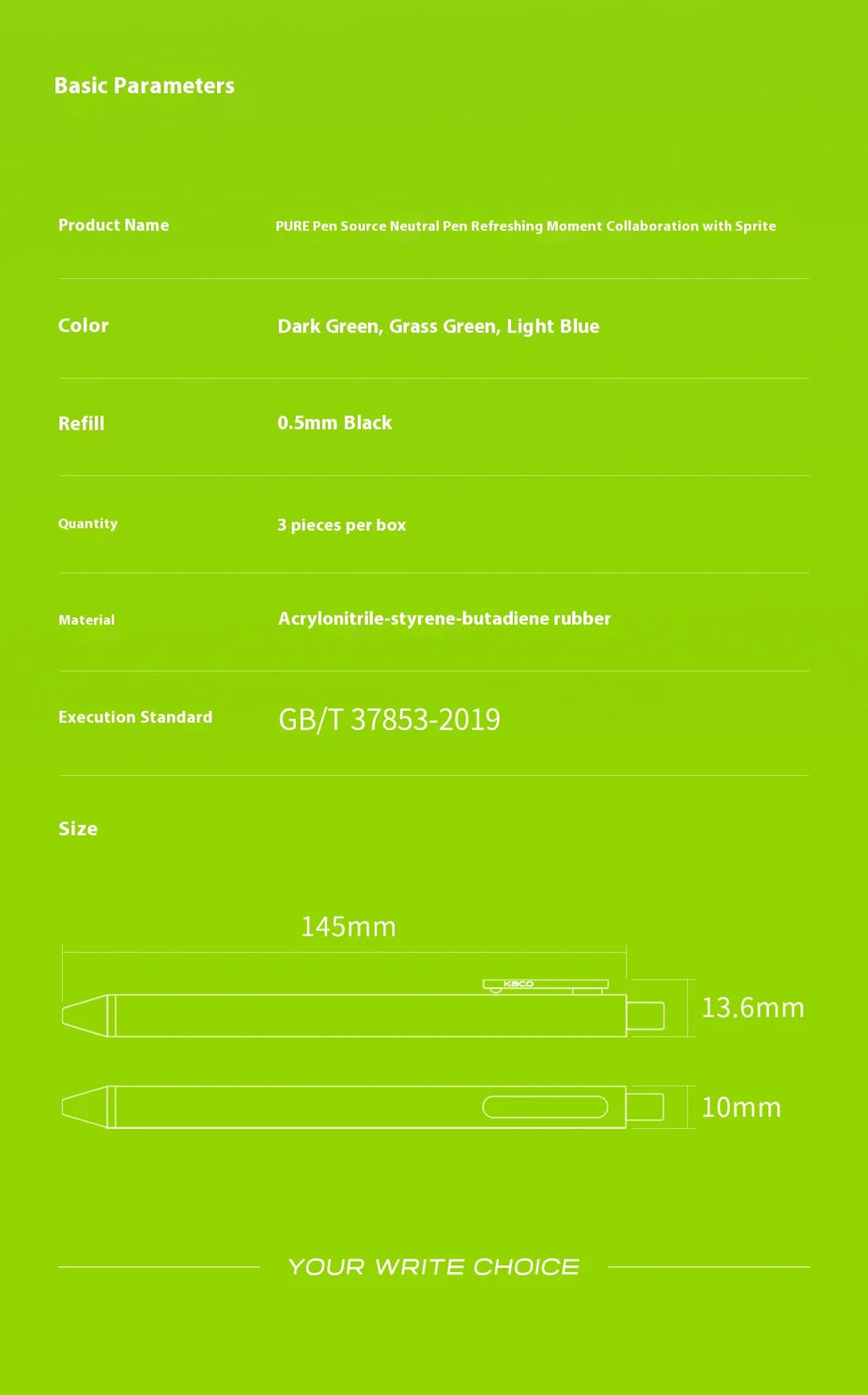 CowLost | product_id-kaco-x-sprite-3-pack-0-5mm-refillable-gel-pens-ultra-smooth-ink-for-office-study |15