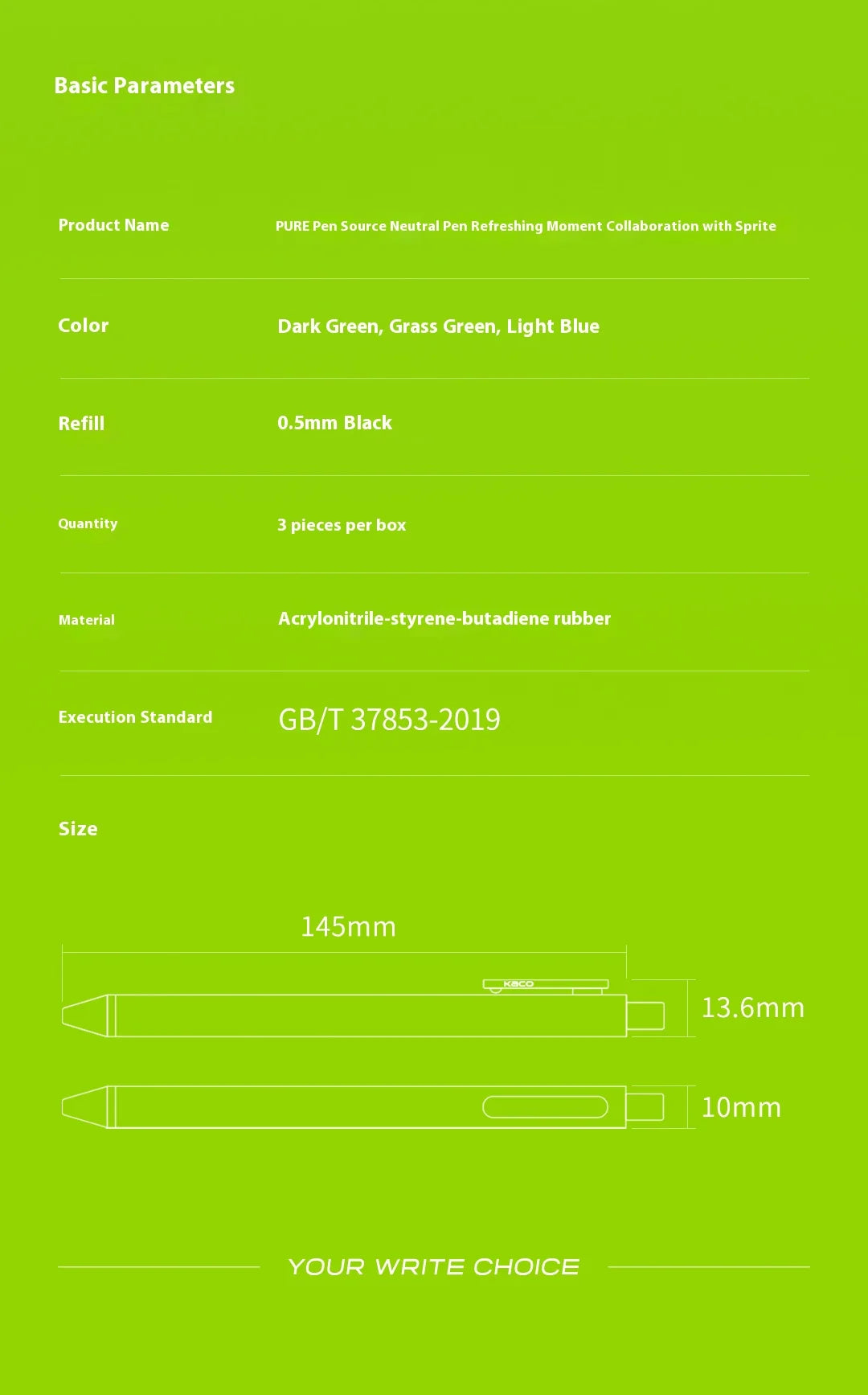 CowLost | product_id-kaco-x-sprite-3-pack-0-5mm-refillable-gel-pens-ultra-smooth-ink-for-office-study |15