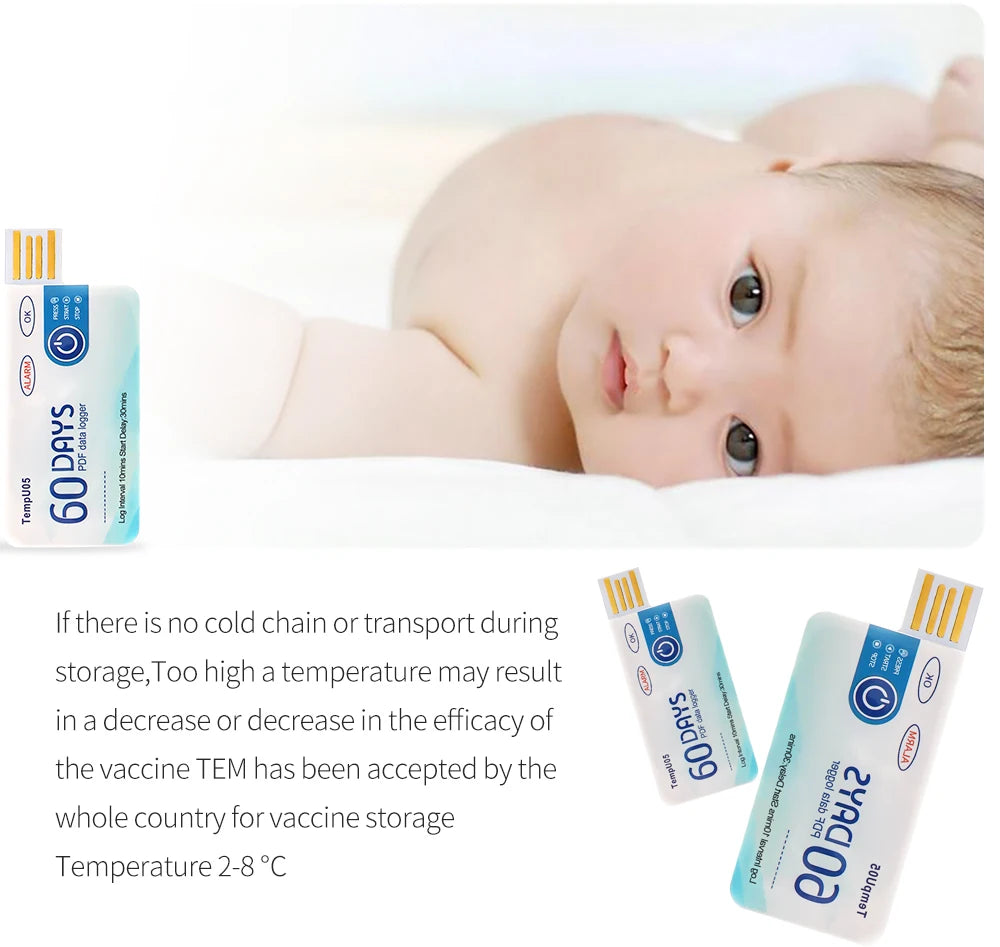 10PCS USB TempU05 Temperature Logger 60/90 Days Disposable PDF Report Cold-Chain Monitor