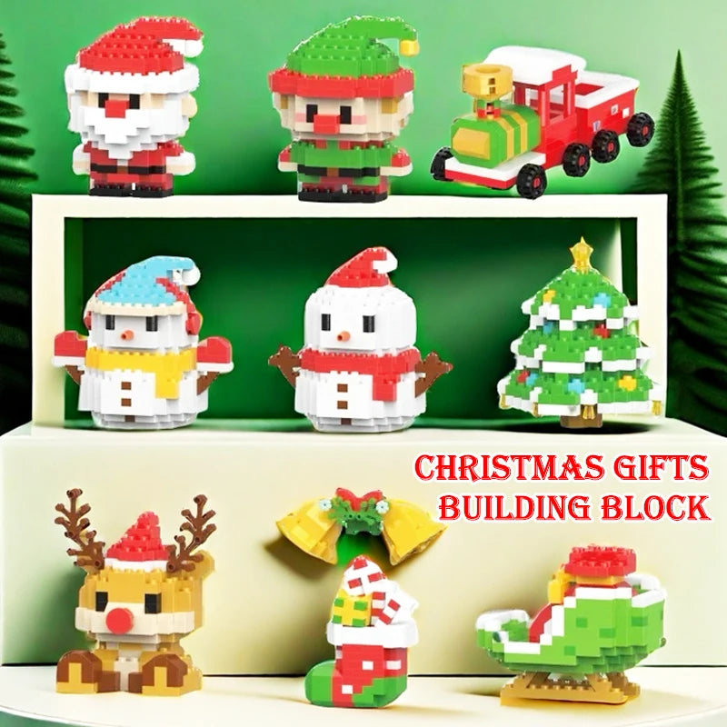 Christmas Micro Building Block Set Santa Claus Reindeer Puzzle Toy for Kids