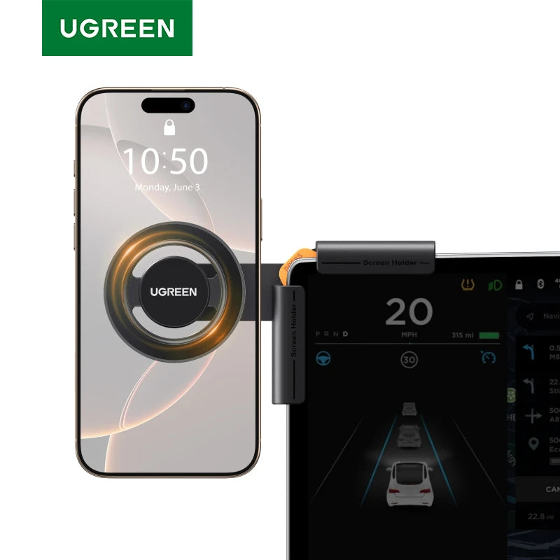CowLost | ugreen-magnetic-phone-holder-for-tesla-car-touchscreen-triangular-structure |14