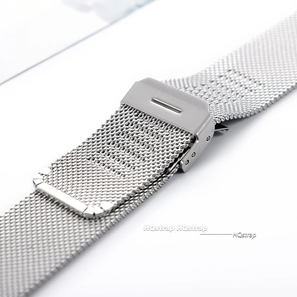 Quick Release Stainless Steel Milanese Mesh Watch Band 18mm 20mm 22mm Black Silver