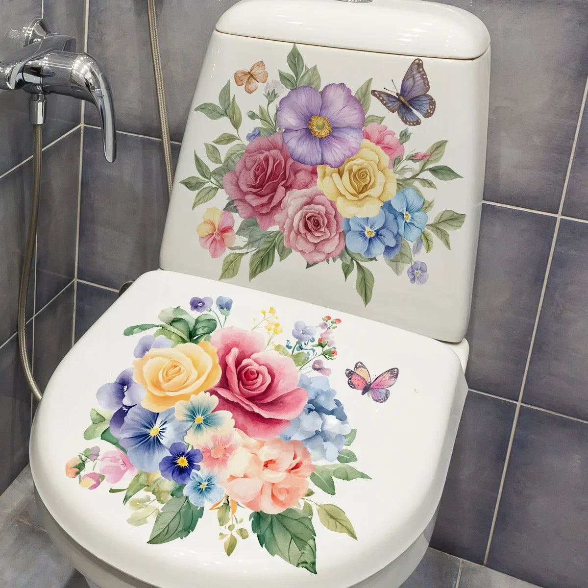 CowLost | 2pcs-diy-bathroom-sticker-bird-flower-design-for-bathroom |19