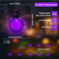 Battery Powered Purple LED Spider String Lights for Halloween and Christmas Decor