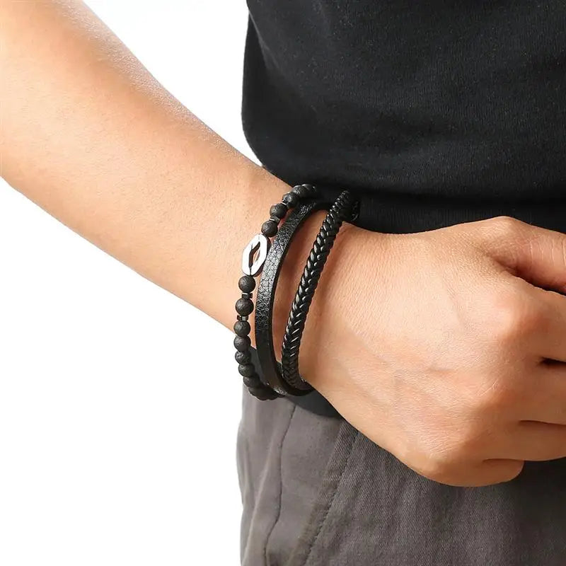 CowLost | jiayiqi-leather-bracelet-punk-hip-hop-metal-charm-tiger-eye-stone-beads-multi-layer-bracelet-for-men |16