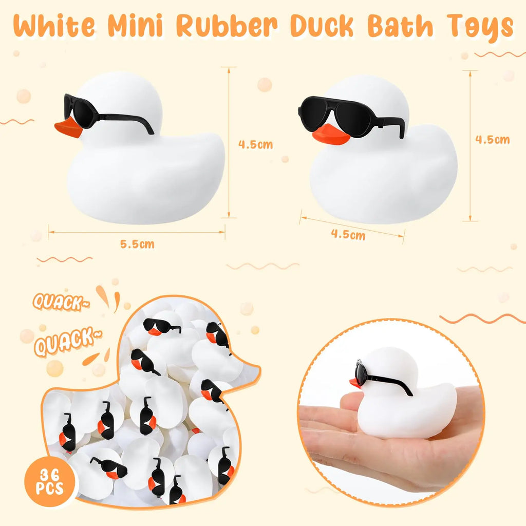 CowLost | product_id-6-12-24-48pcs-white-mini-rubber-duck-bath-toys-squeak-float-for-toddlers |3