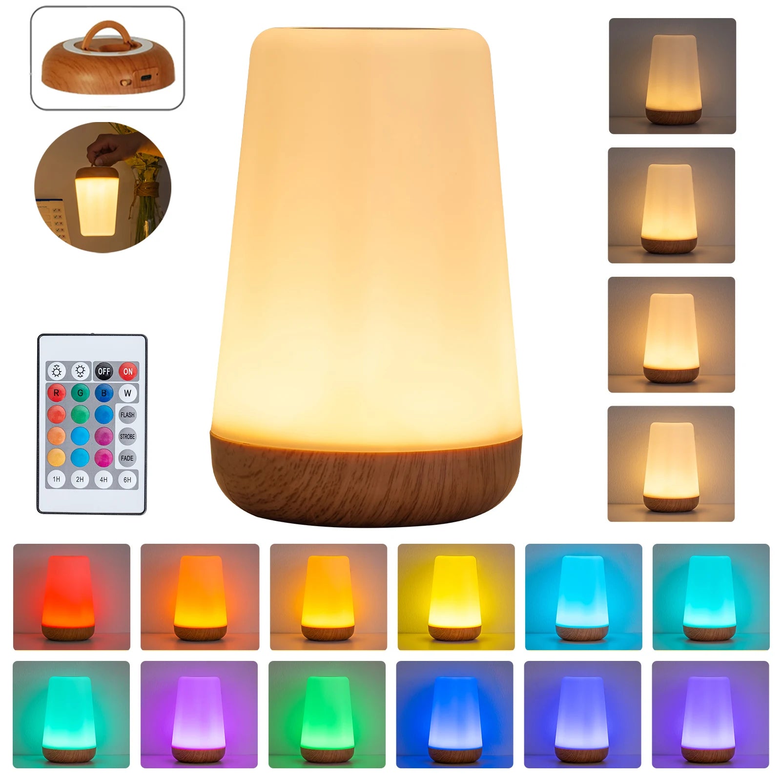CowLost | usb-touch-control-led-night-light-13-colors-changing-dimmable-bedside-table-lamp-with-remote-for-bedroom-camping-reading-decor-1 |18