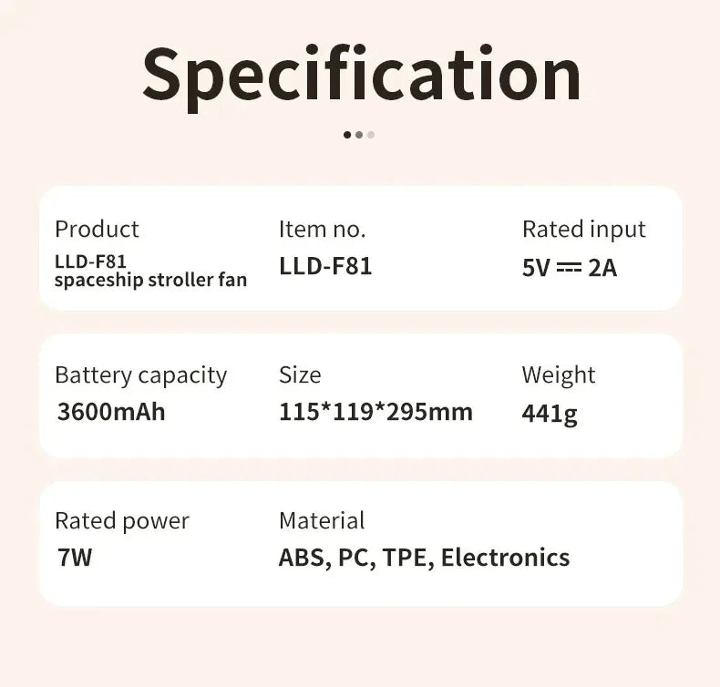 CowLost | portable-usb-mini-fan-for-baby-stroller-with-4-lullabies-camping-4-speed |20