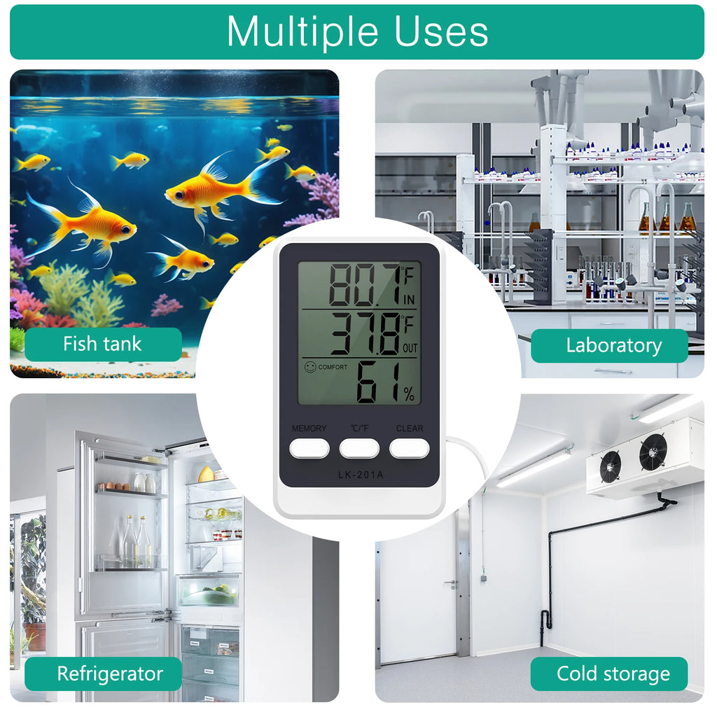 ORIA Digital Refrigerator Thermometer with Probe for Indoor, Outdoor, Aquarium, and Fish Tank Temperature Monitoring