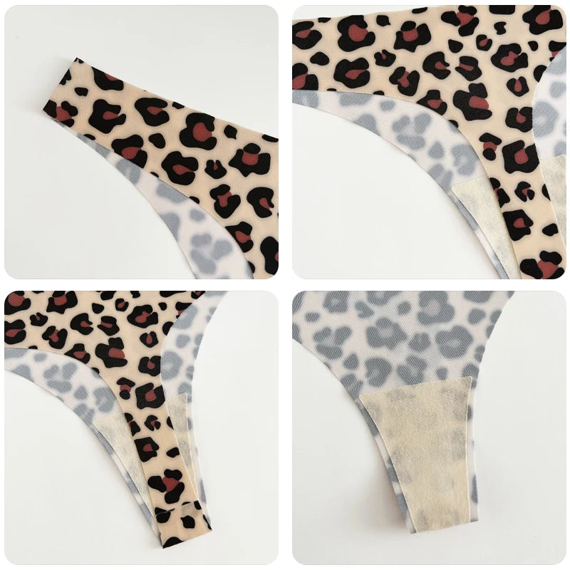CowLost | activewear-pants-3pcs-womens-ice-silk-seamless-low-waist-leopard-thongs |3