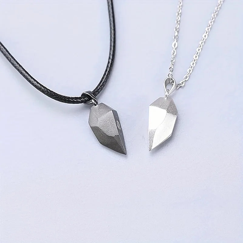 Couple Electrocardiogram Magnetic Heart Pendant Necklace Valentine's Day Gift