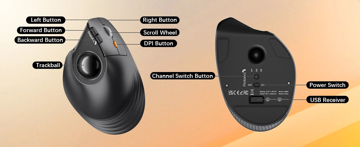 CowLost | protoarc-em05nlwireless-trackball-mouse-rechargeable-bluetooth-ergonomic-vertical-rollerball-mouse |8