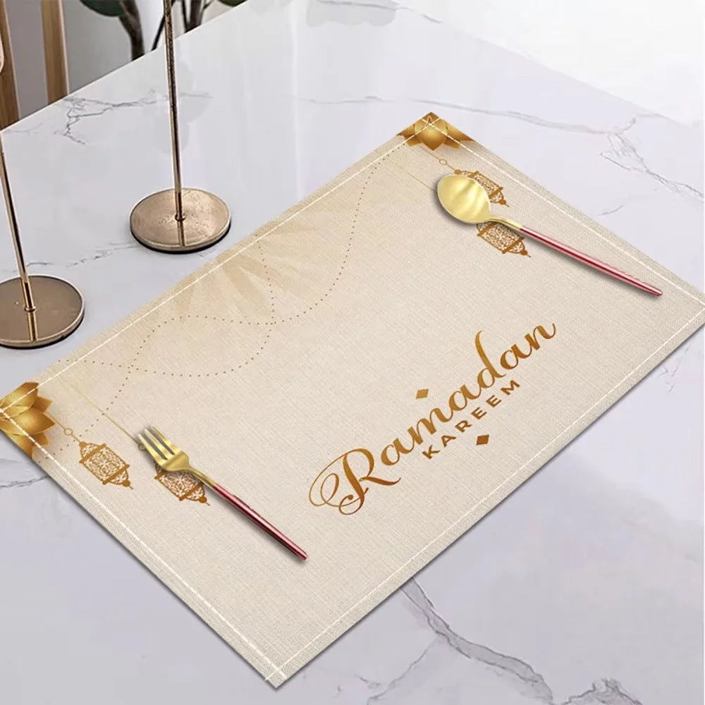CowLost | 42x32cm-ramadan-linen-placemat-eid-mubarak-table-ornaments |14