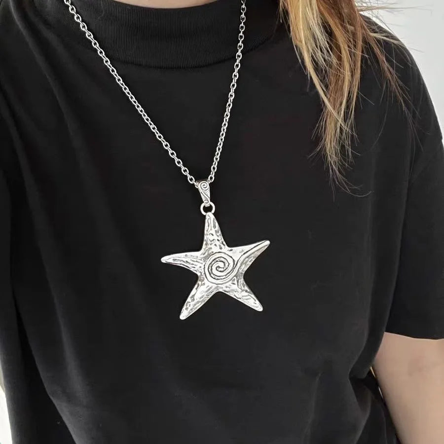 CowLost | exaggerated-metal-big-starfish-pendant-necklace-for-women |3