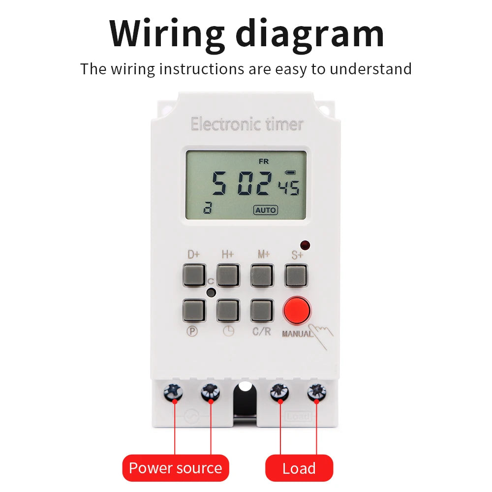 Digital 7-Day Programmable Timer Relay 220V 25/30A with Power Outage Memory