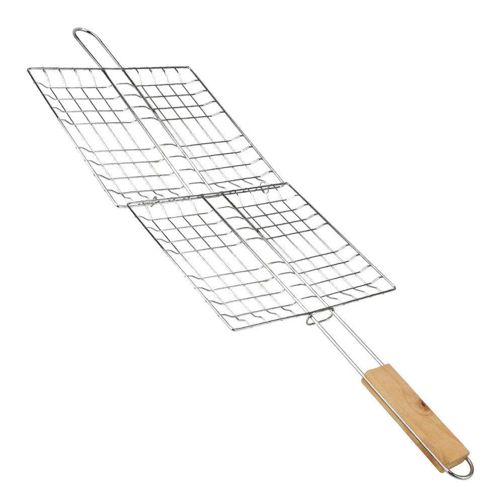 CowLost | product_id-foldable-bbq-grill-mat-with-wooden-handle-and-stainless-steel-meat-clip-holder-mesh-basket |6