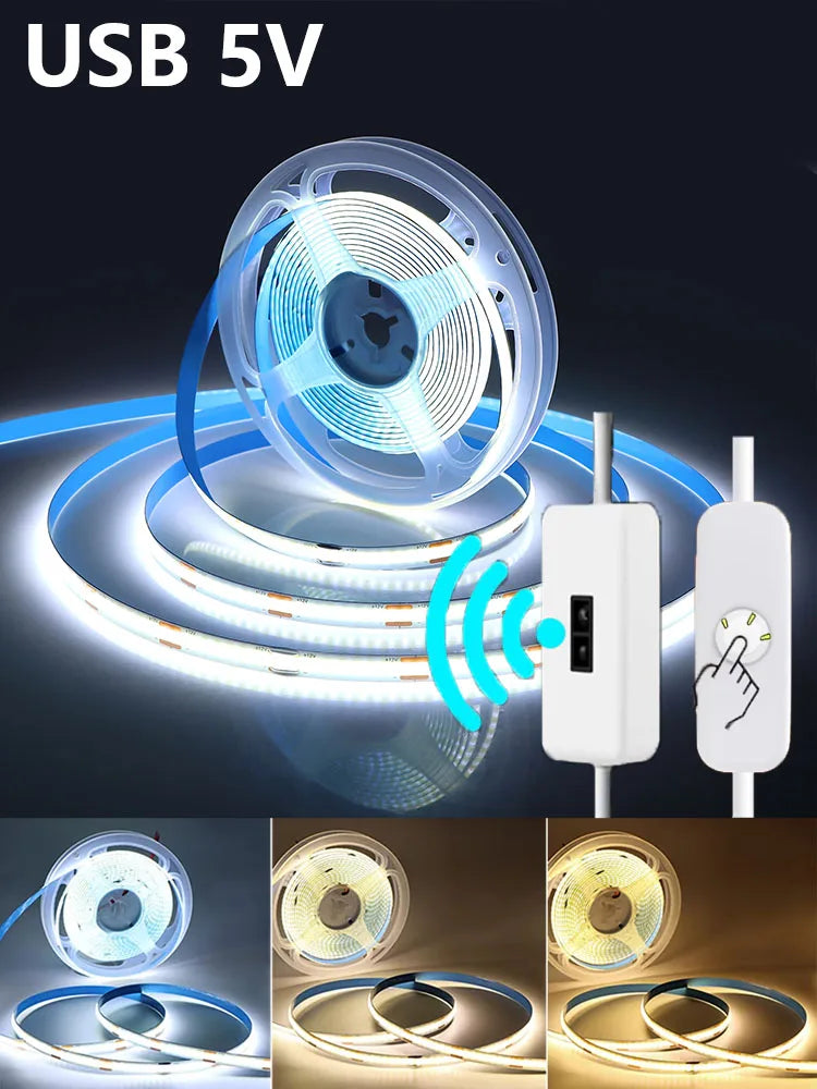 CowLost | light-ropes-strings-product_id-cob-led-strip-light-5v-usb-hand-sweep-push-switch-1-3m-dimmable-flexible-tape-lamp-for-room-lighting |8