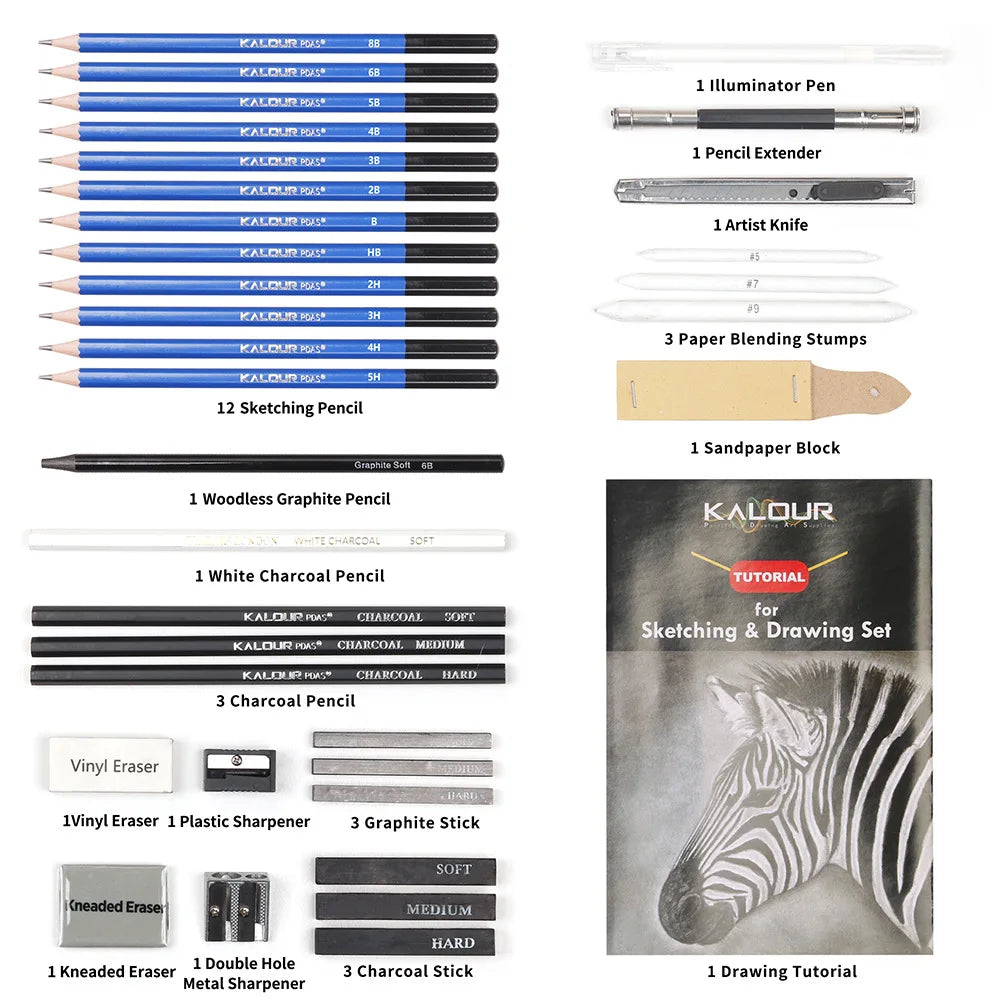 CowLost | product_id-kalour-22-25-36-39-piece-sketch-pencil-set-for-shading-portrait-drawing-smooth-graphite-pencils-for-students-professionals |20