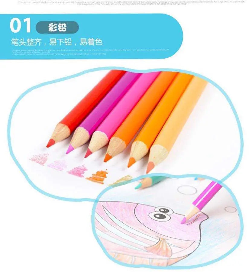 CowLost | product_id-42-208pcs-childrens-painting-brush-set-with-watercolor-pens-crayons-drawing-board-for-kids-art-supplies-gifts |10
