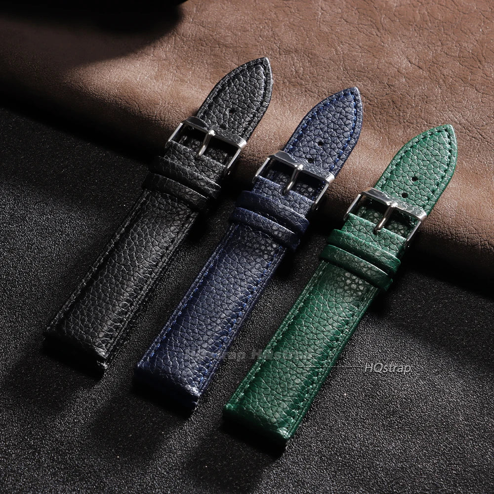 Soft Leather Lychee Pattern Cowhide Watch Strap Replacement 10-22mm