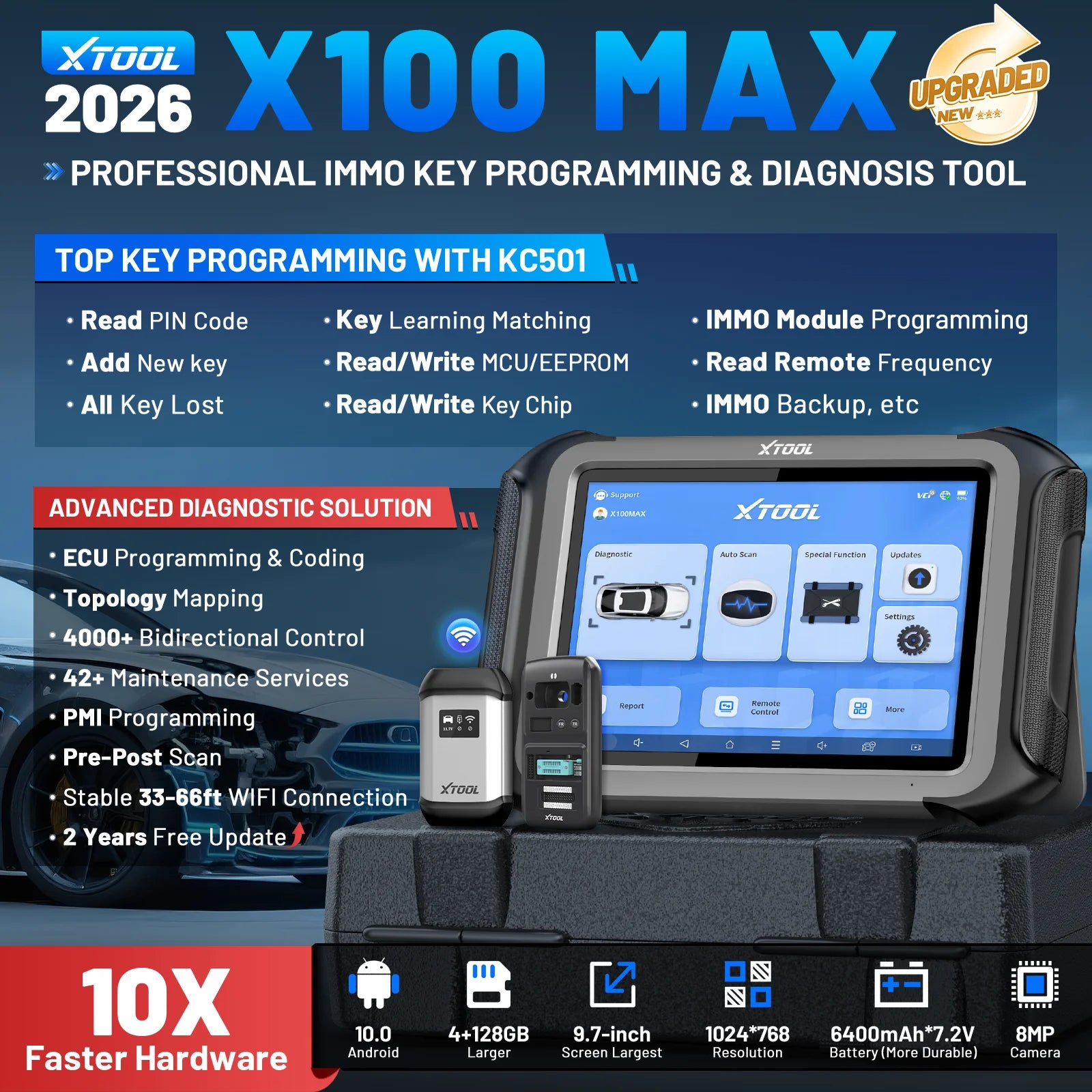 CowLost | xtool-x100-max-full-key-programmer-auto-immo-key-fob-key-programming-tool-with-kc501-all-key-lost-all-system-car-diagnostic-tool |1