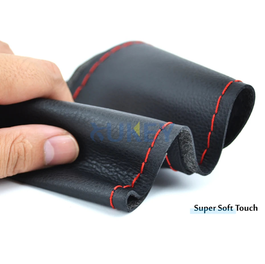 CowLost | black-red-blue-leather-diy-car-steering-wheel-cover-protection |6