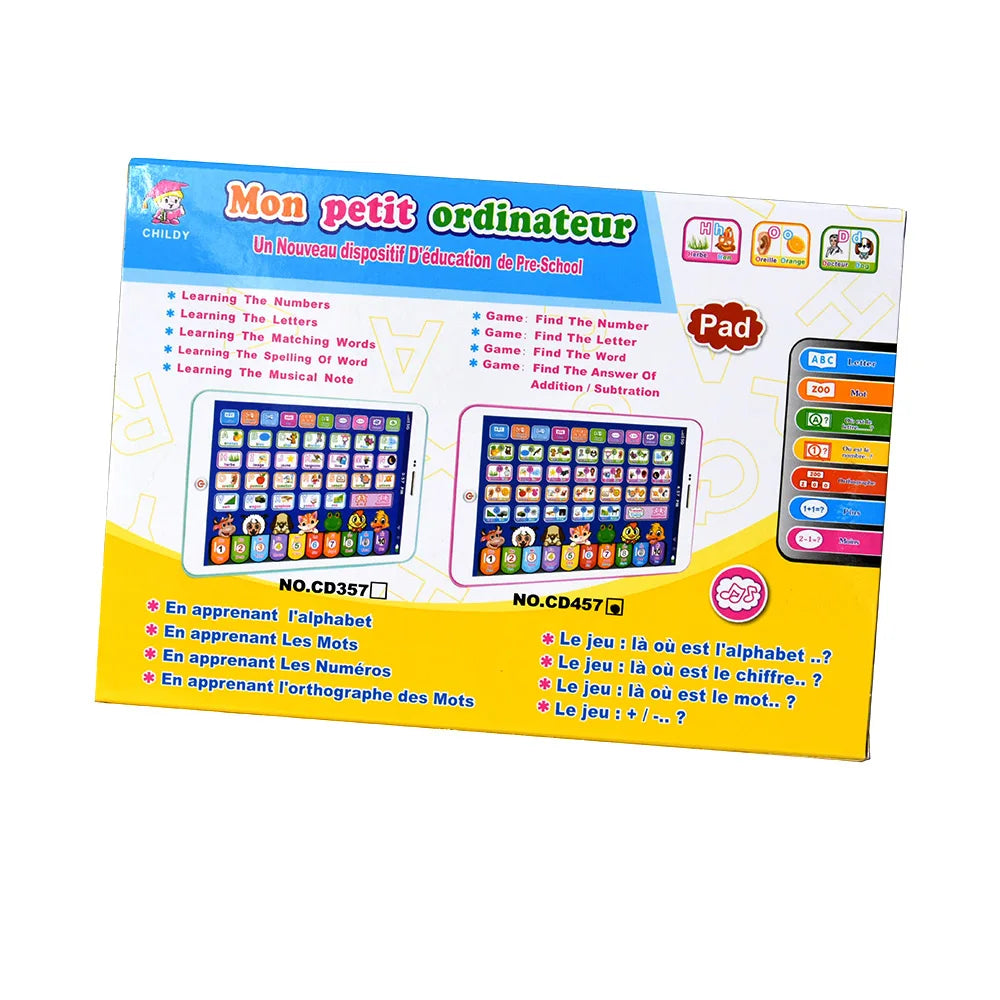 Bilingual French Arabic English Early Learning Educational Toy for Children Preschool Pad