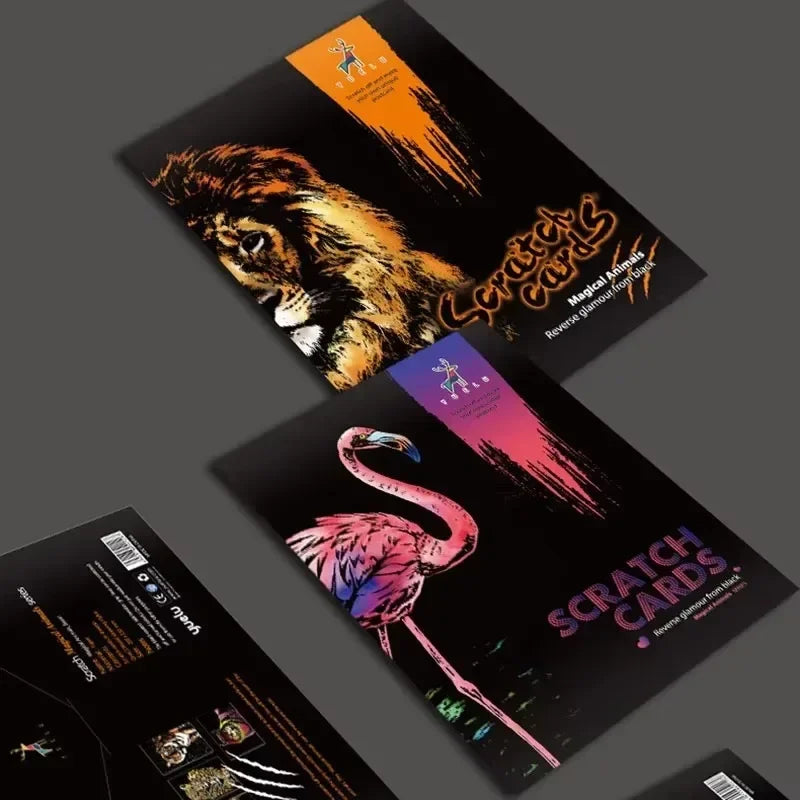 CowLost | product_id-4-pcs-a4-diy-scratch-painting-set-with-cartoon-animals-night-view-designs |2