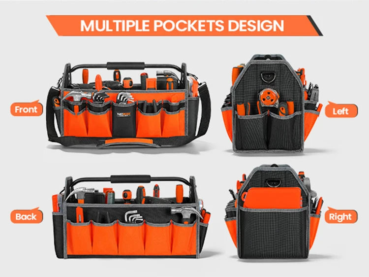 CowLost | product_id-electrician-tool-bag-with-17-pockets-steel-handle-removable-shoulder-strap |8