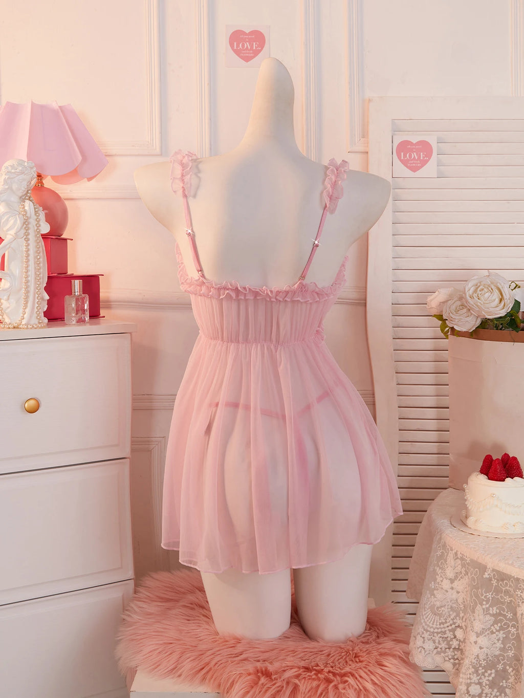 CowLost | pink-sexy-lingerie-sweet-intimate-dress-women-lace |10