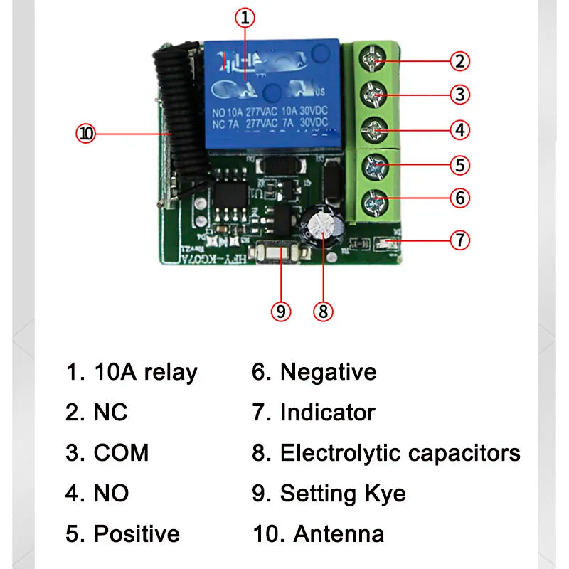 CowLost | fan-remote-controls-product_id-433mhz-dc-12v-wireless-rf-10a-remote-control-switch-receiver-transmitter-for-electromagnetic-lock-led-light |2