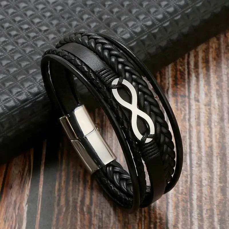 CowLost | infinity-symbol-charm-multi-layer-leather-bracelet-for-men |19