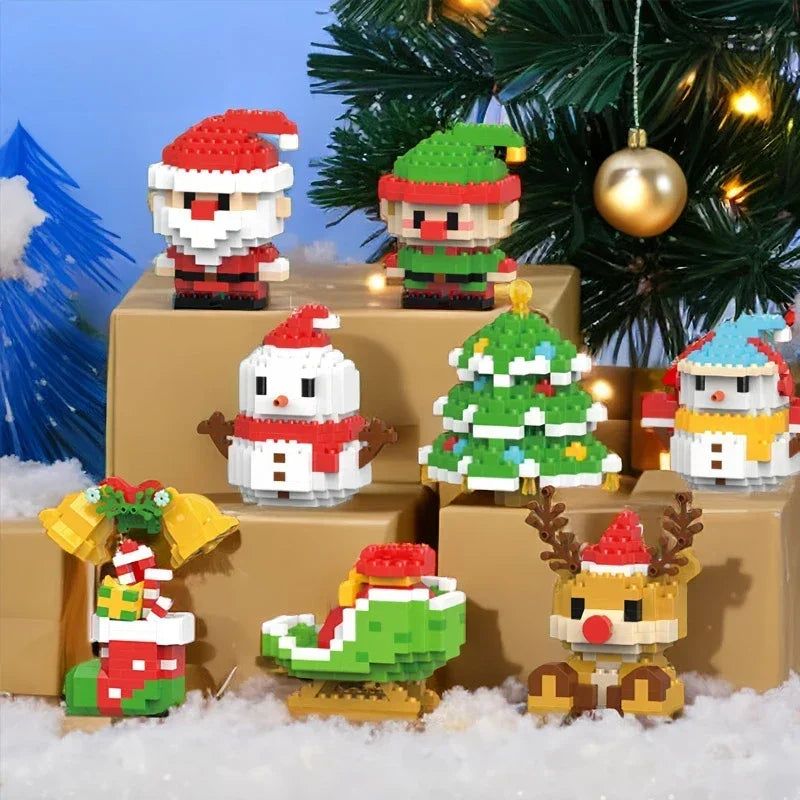 Christmas Micro Building Block Set Santa Claus Reindeer Puzzle Toy for Kids