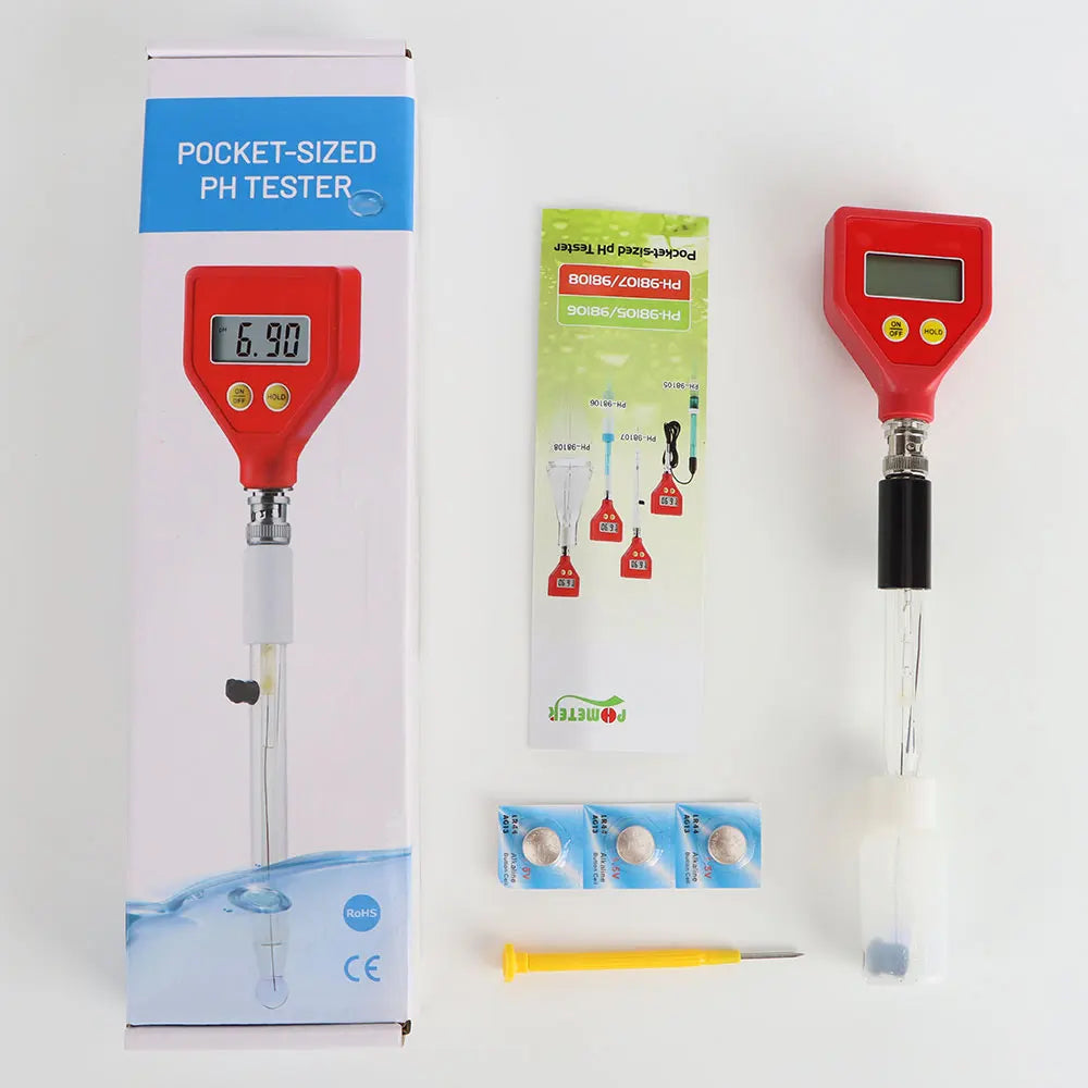 JUANJUAN PH-98108 Digital pH Meter with Sharp Glass Electrode 0-14 pH for Water, Food, Soil Testing