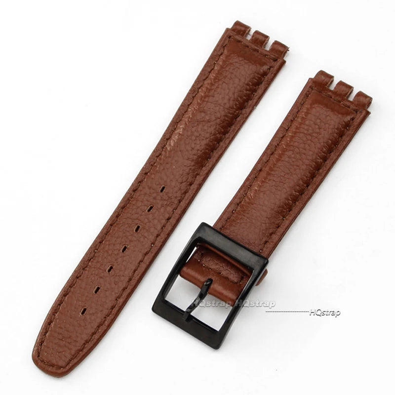CowLost | bracelets-product_id-17mm-genuine-leather-watch-strap-for-swatch-lychee-band-brown-unisex-wristband |14