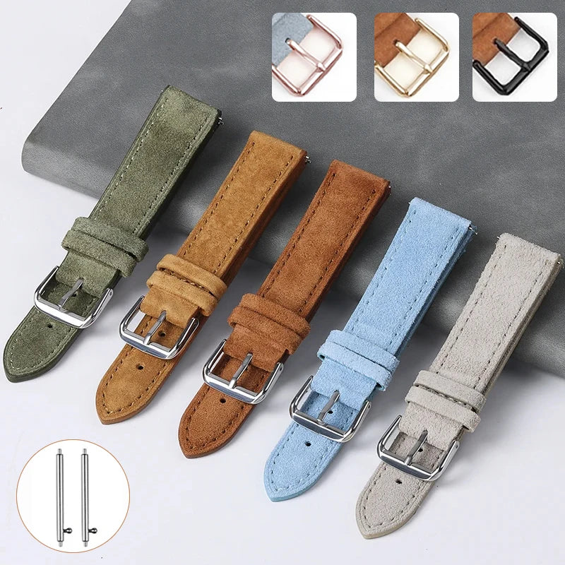 CowLost | watch-bands-product_id-soft-suede-leather-watchband-18-24mm-steel-pin-buckle-quick-release-blue-brown-green-strap |7