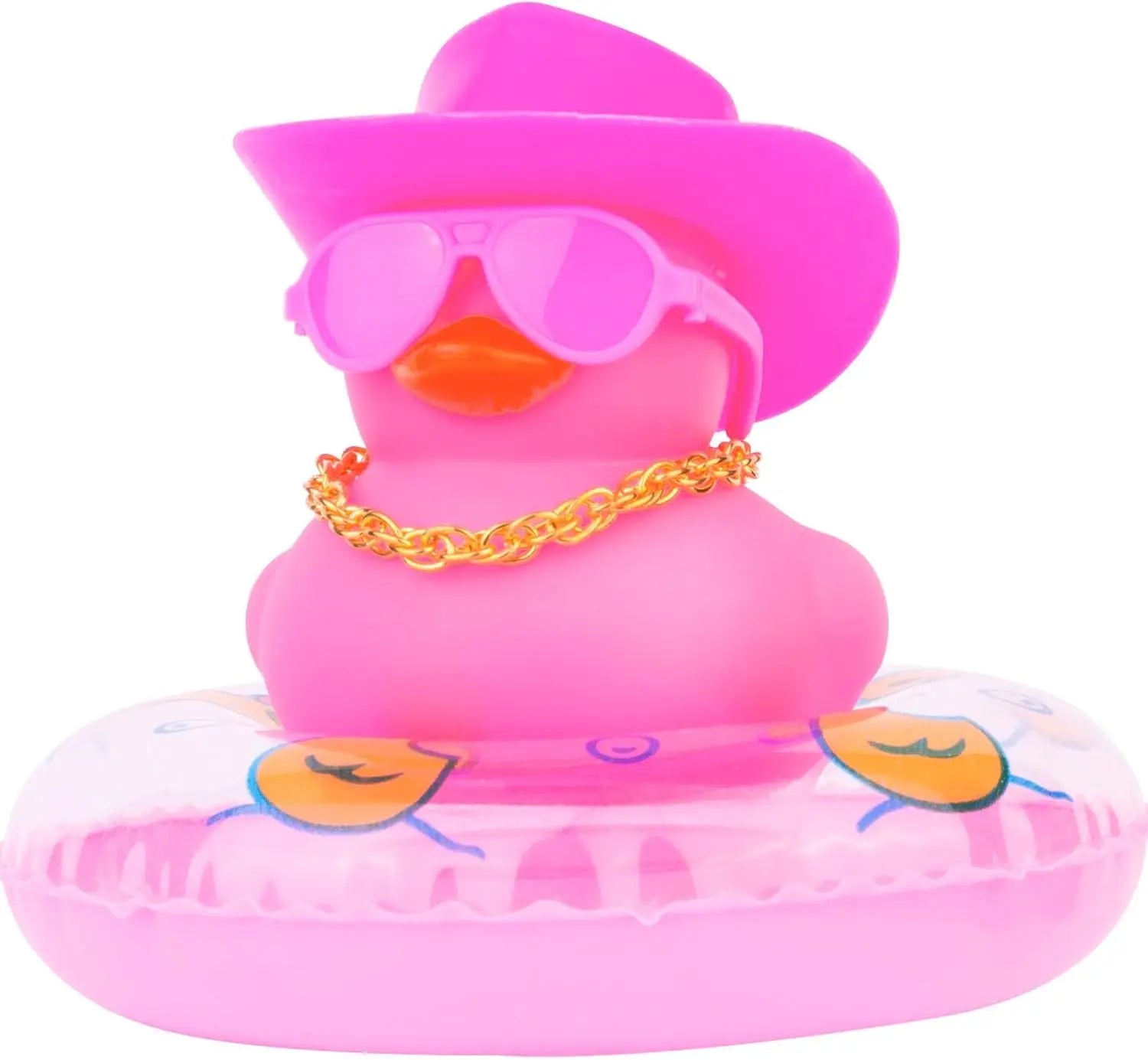 CowLost | product_id-car-cowboy-rubber-duck-dashboard-ornament-with-hat-heart-glasses-and-chain-pink |8