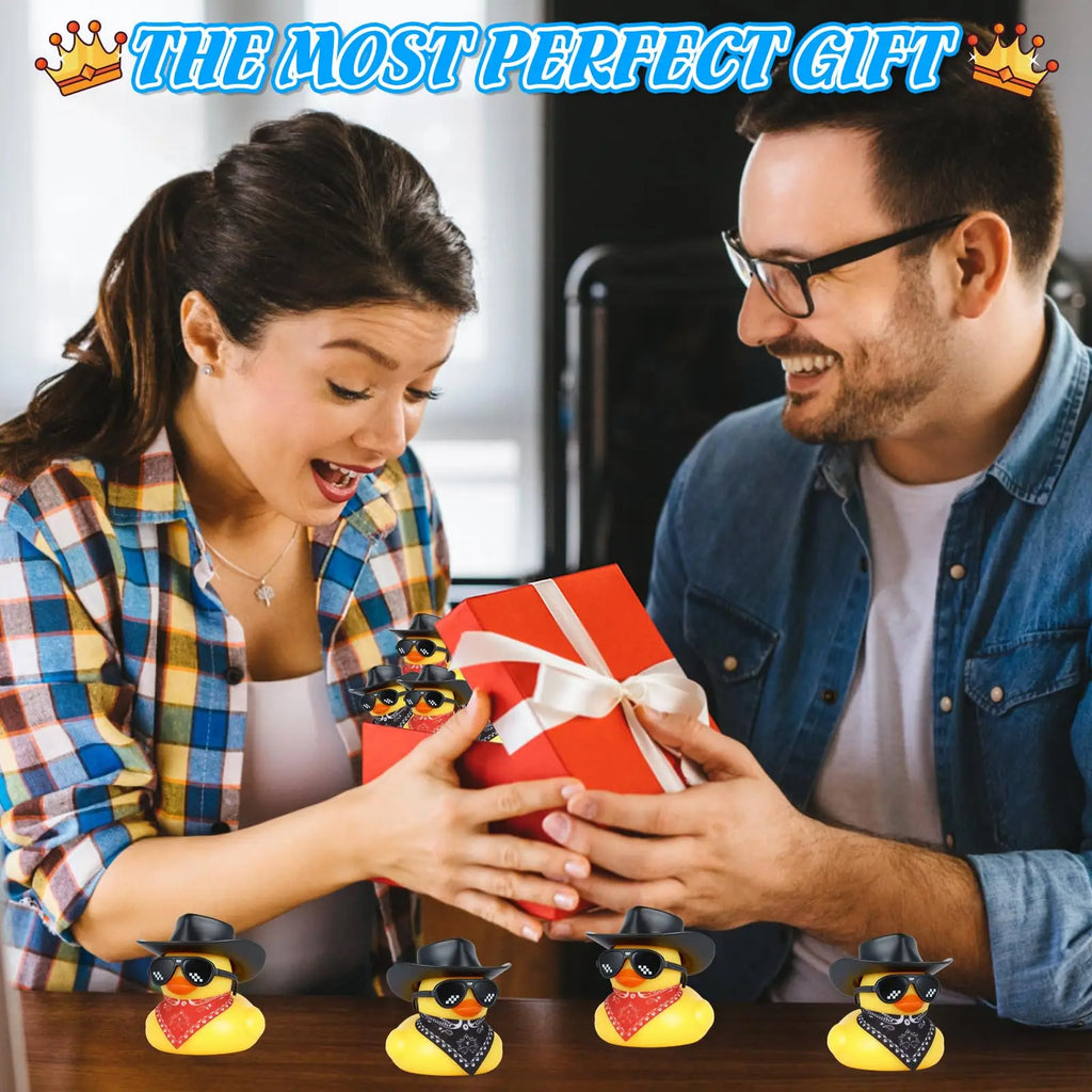 CowLost | product_id-cowboy-yellow-rubber-duck-car-accessory-set-with-hats-scarves-sunglasses-stickers-6-12-24-48-pack |10
