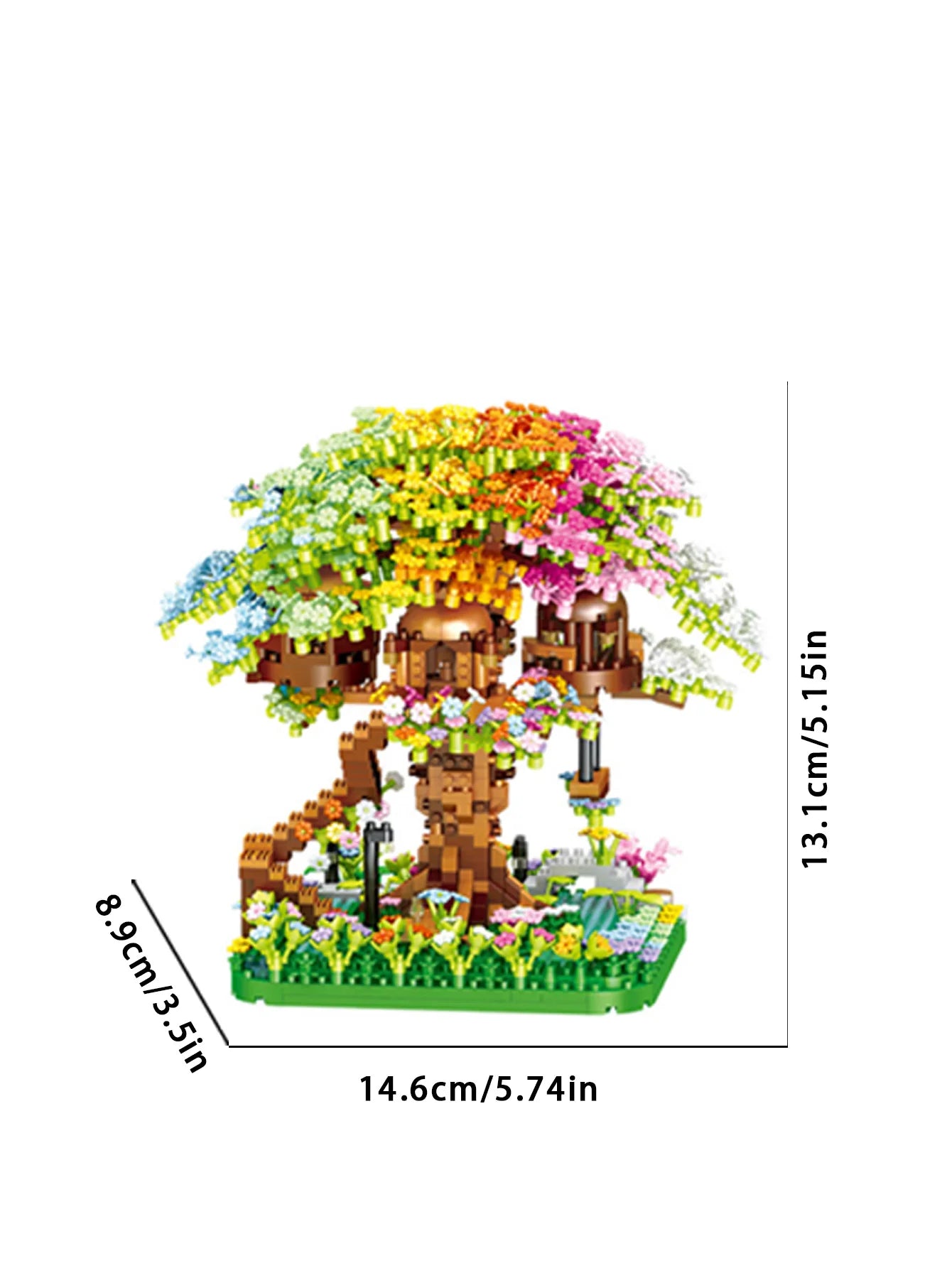 CowLost | product_id-pink-cherry-blossom-rainbow-treehouse-building-block-toy-for-parent-child-assembly |16