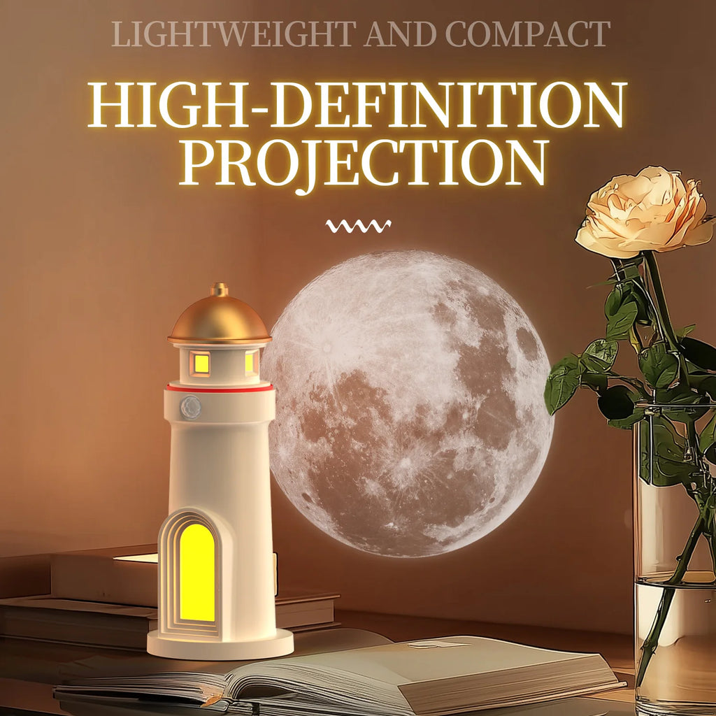 Wireless Rechargeable Motion Sensor Lighthouse Moon LED Night Light for Bedroom Decor