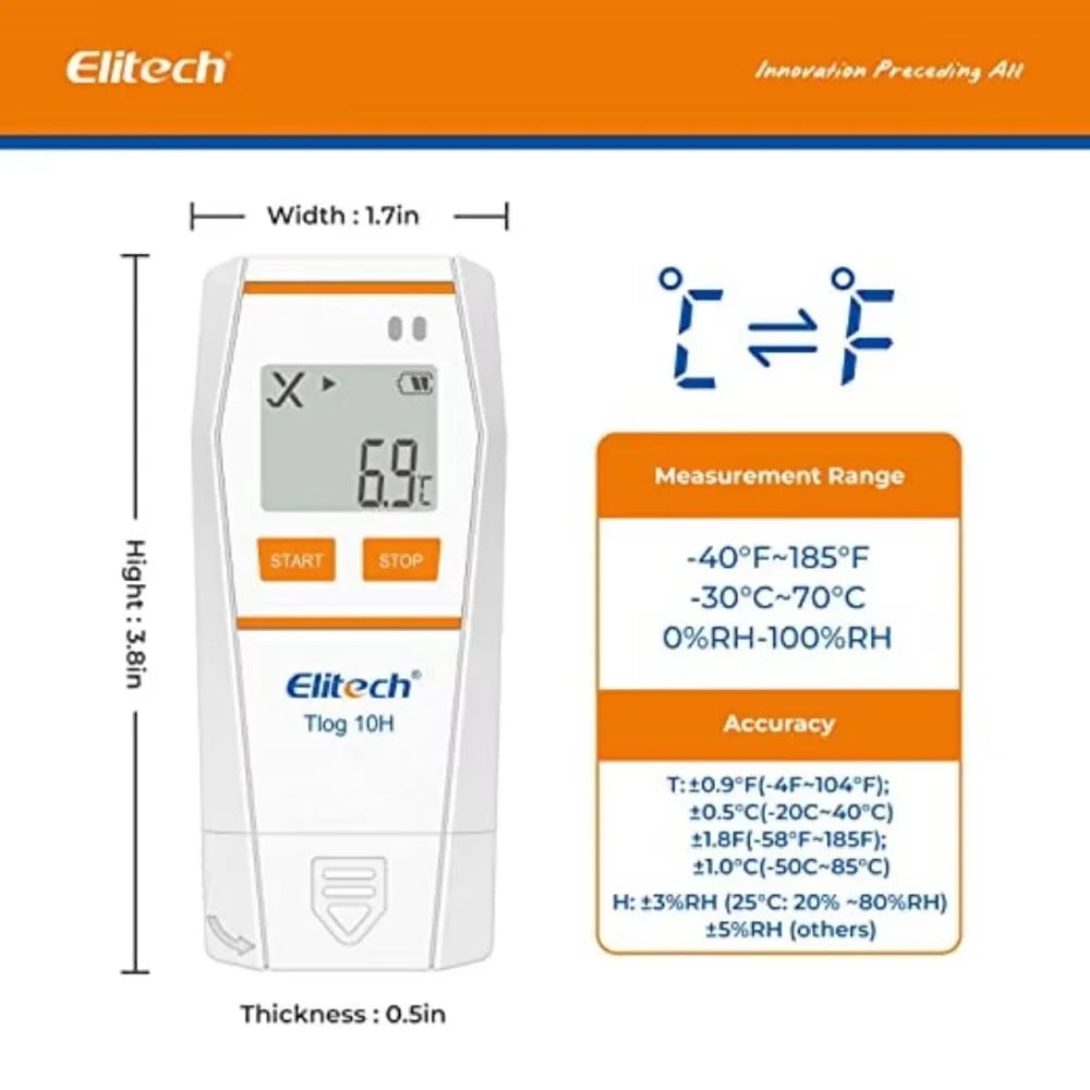 Tlog Series USB Temperature Humidity Data Logger LCD Ultra-low Temp Recorder for Cold-chain Lab